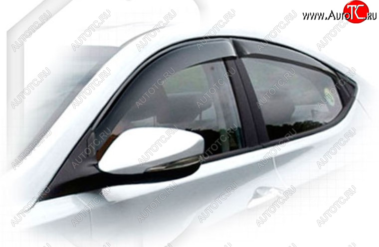 2 969 р. Дефлектора окон CA-Plastic Hyundai Elantra MD рестайлинг (2013-2016) (Classic полупрозрачный, Без хром молдинга, Крепление только на скотч)  с доставкой в г. Керчь