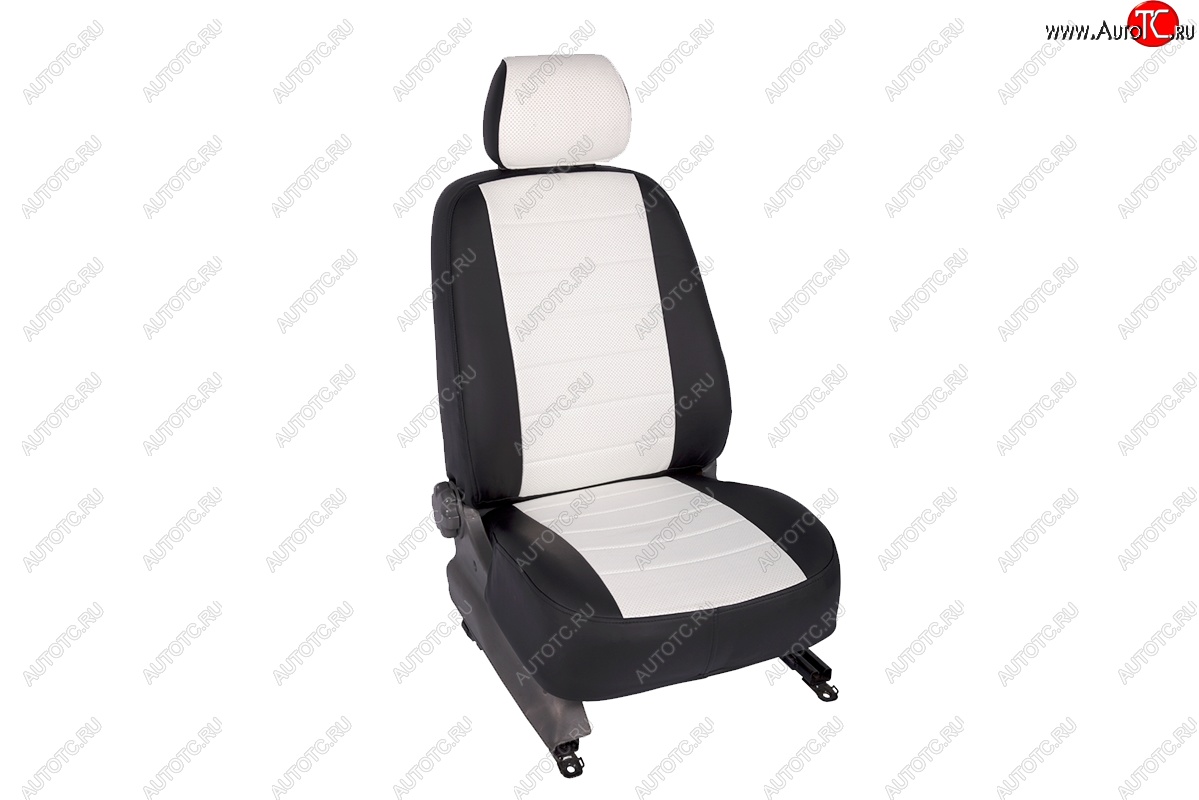 6 999 р. Чехлы для сидений SeiNtex (экокожа, 40/60)  Hyundai Elantra  HD (2006-2011) (черный/белый)  с доставкой в г. Керчь