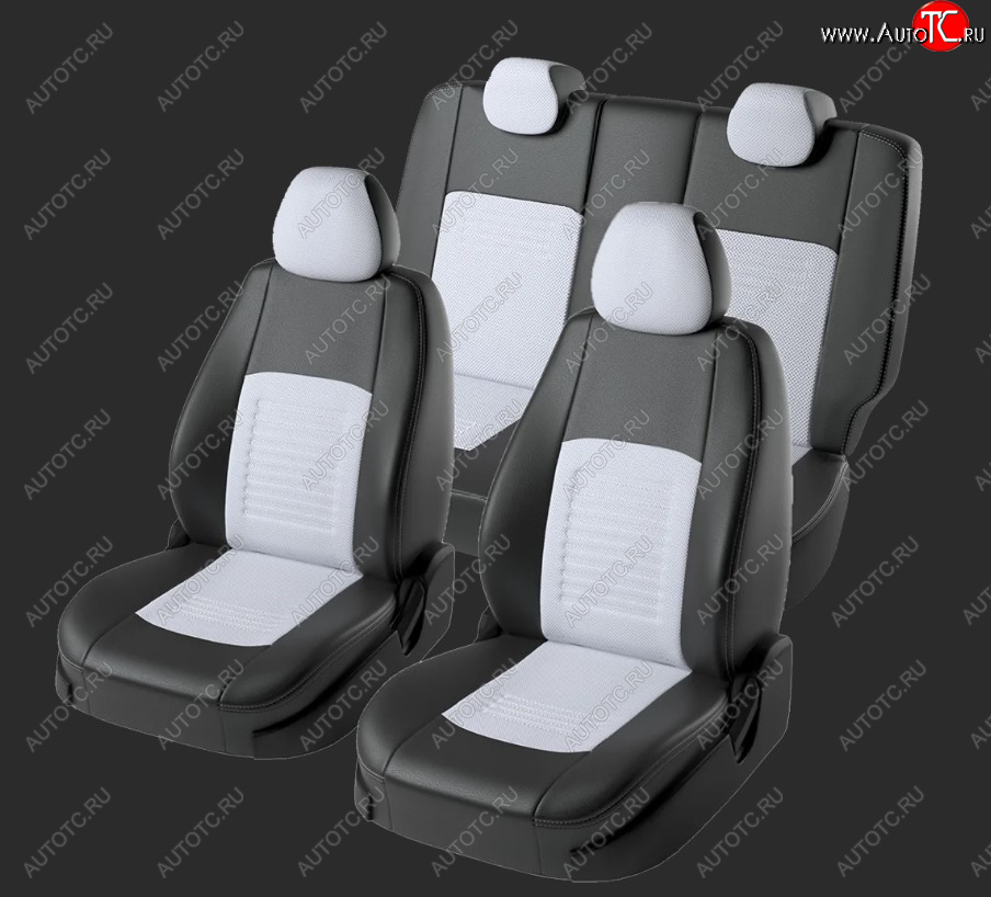 9 449 р. Чехлы для сидений Lord Autofashion Турин (экокожа, спинка 40/60+отд. бок, 2 Г-образных подголовника) Hyundai Elantra HD (2006-2011) (Черный, вставка белая)  с доставкой в г. Керчь
