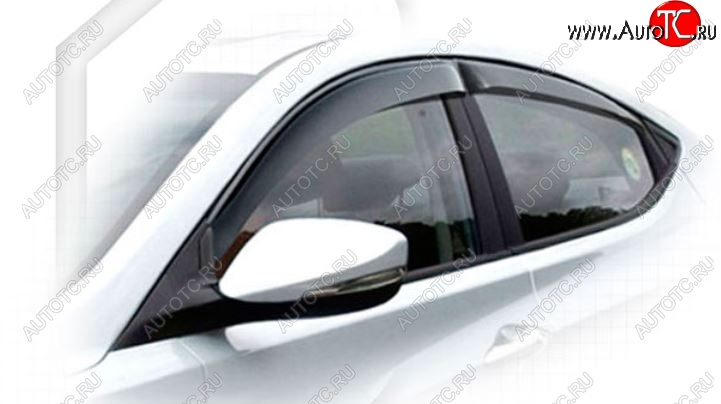 2 079 р. Дефлектора окон CA-Plastiс Hyundai Elantra MD дорестайлинг (2010-2013) (Classic полупрозрачный, Без хром.молдинга, Крепление только на скотч)  с доставкой в г. Керчь