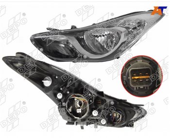 Левая передняя фара DEPO (под корректор) Hyundai Elantra  MD (2010-2013) дорестайлинг