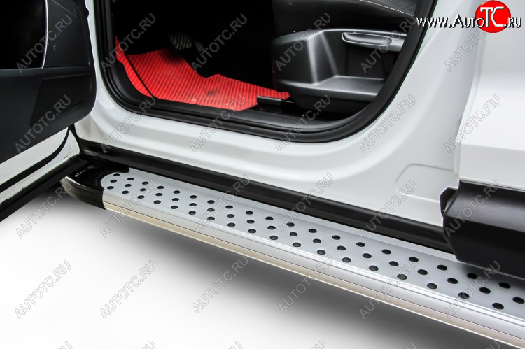 17 399 р. Пороги алюминиевые Slitkoff  Hyundai Santa Fe  DM (2012-2019) дорестайлинг, рестайлинг (Standart Silver)  с доставкой в г. Керчь