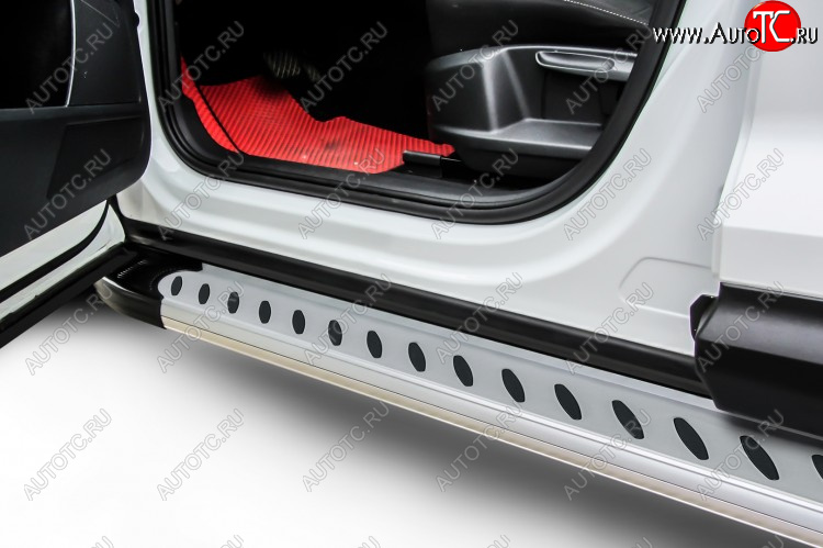 17 399 р. Пороги алюминиевые Slitkoff  Hyundai Santa Fe  DM (2012-2019) дорестайлинг, рестайлинг (Prestige Silver)  с доставкой в г. Керчь