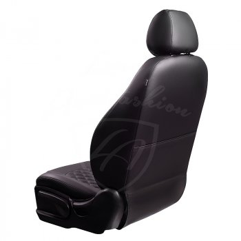 9 449 р. Чехлы для сидений Lord Autofashion Турин Ромб (экокожа) Hyundai Santa Fe DM дорестайлинг (2012-2016) (Черный, вставка черная, строчка черная)  с доставкой в г. Керчь. Увеличить фотографию 3