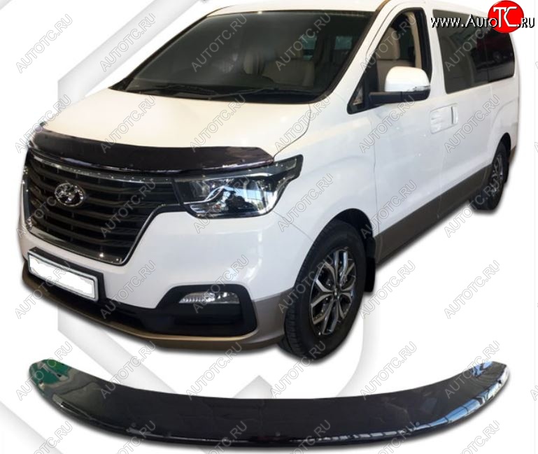 2 899 р. Дефлектор капота CA-Plastic exclusive  Hyundai Starex/Grand Starex/H1  TQ (2017-2022) 2-ой рестайлинг (Classic черный, Без надписи)  с доставкой в г. Керчь