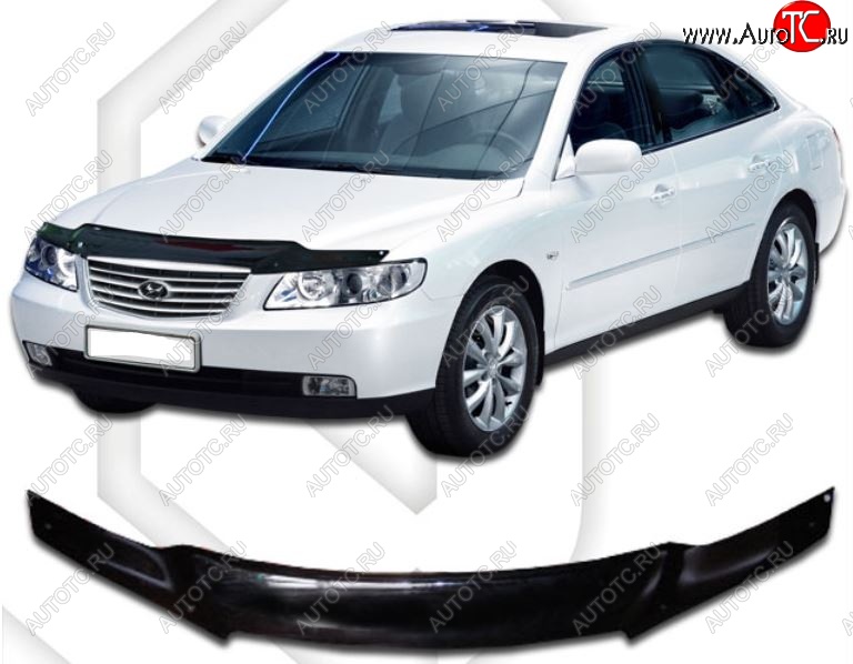 2 159 р. Дефлектор капота CA-Plastic  Hyundai Grandeur  TG (2005-2009) дорестайлинг (Classic черный, Без надписи)  с доставкой в г. Керчь