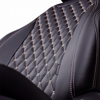 10 899 р. Чехлы для сидений Lord Autofashion Байрон (экокожа, сиденья и спинка 60/40, 3 Г-образных подголовника) Hyundai I30 2 GD дорестайлинг универсал (2011-2015) (Черный, вставка черная, строчка бежевая)  с доставкой в г. Керчь. Увеличить фотографию 2