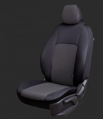 Чехлы для сидений Lord Autofashion Дублин (жаккард, спинка 40/60+подлокотник+отд. бок, 3 Г-образных подголовника) Hyundai I40  1 VF (2011-2019) дорестайлинг седан, дорестайлинг универсал, рестайлинг седан, рестайлинг универсал (Черный, вставка Прямоугольник черный)