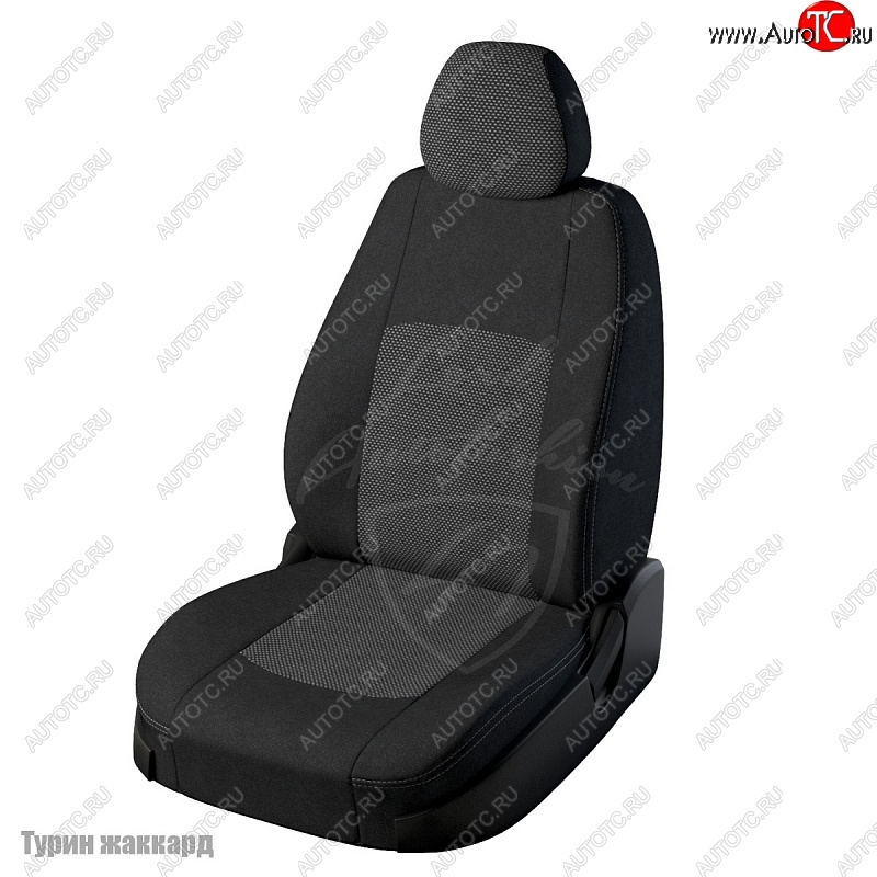 4 899 р. Чехлы для сидений Lord Autofashion Турин (жаккард) Hyundai I40 1 VF дорестайлинг седан (2011-2015) (Черный, вставка Тома серый)  с доставкой в г. Керчь