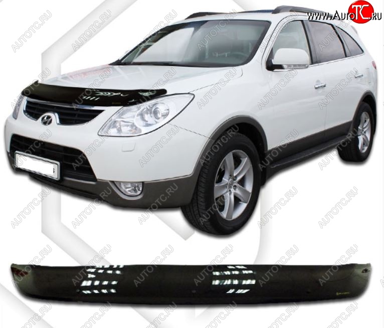 2 199 р. Дефлектор капота CA-Plastic  Hyundai IX55  EN (2006-2013) (серия Classic черный, Без надписи)  с доставкой в г. Керчь