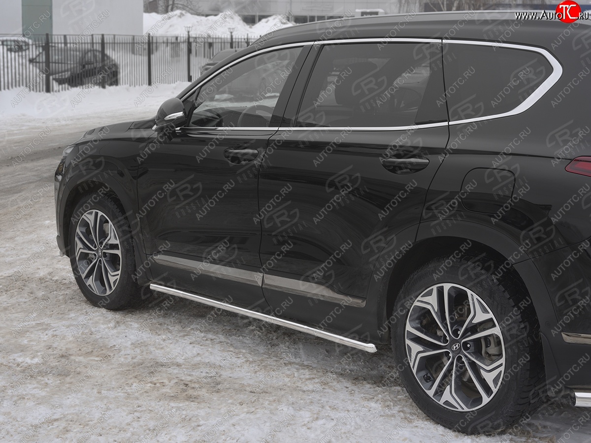 17 299 р. Защита порогов из трубы d42 SLITKOFF Hyundai Santa Fe TM рестайлинг (2020-2022) (Вариант 1 (со скосами на торцах))  с доставкой в г. Керчь