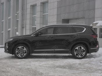 17 299 р. Защита порогов из трубы d42 SLITKOFF Hyundai Santa Fe TM рестайлинг (2020-2022) (Вариант 1 (со скосами на торцах))  с доставкой в г. Керчь. Увеличить фотографию 2