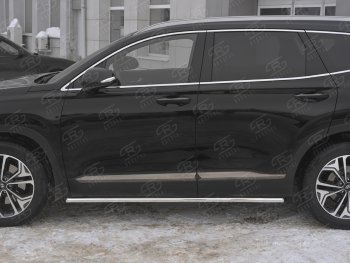 17 299 р. Защита порогов из трубы d42 SLITKOFF Hyundai Santa Fe TM рестайлинг (2020-2022) (Вариант 1 (со скосами на торцах))  с доставкой в г. Керчь. Увеличить фотографию 3