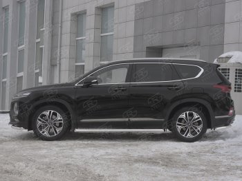 21 599 р. Пороги из трубы d63 SLITKOFF  Hyundai Santa Fe  TM (2018-2022) дорестайлинг, рестайлинг (Вариант 1 (со скосами на торцах))  с доставкой в г. Керчь. Увеличить фотографию 2