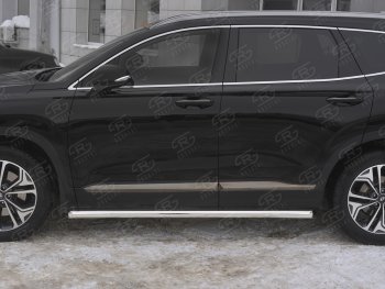 21 599 р. Пороги из трубы d63 SLITKOFF  Hyundai Santa Fe  TM (2018-2022) дорестайлинг, рестайлинг (Вариант 1 (со скосами на торцах))  с доставкой в г. Керчь. Увеличить фотографию 3