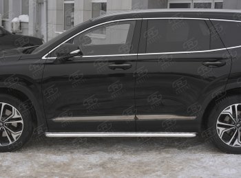 22 999 р. Пороги из трубы d42 с листом SLITKOFF  Hyundai Santa Fe  TM (2018-2021) дорестайлинг (Лист алюм, проф.сталь)  с доставкой в г. Керчь. Увеличить фотографию 3