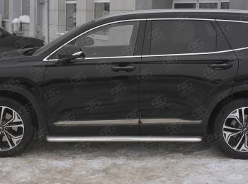 35 549 р. Пороги из трубы d42 с листом SLITKOFF  Hyundai Santa Fe  TM (2018-2021) дорестайлинг (Лист нерж, проф. нерж)  с доставкой в г. Керчь. Увеличить фотографию 3