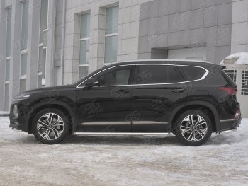 19 399 р. Пороги из трубы 120х60 овал с проступью Russtal Hyundai Santa Fe TM дорестайлинг (2018-2021)  с доставкой в г. Керчь. Увеличить фотографию 2