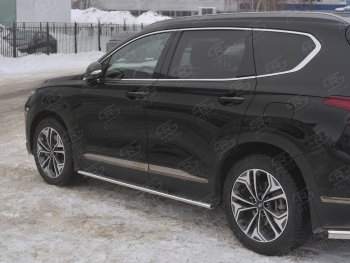 Пороги из труб 75х42 с проступью Russtal Hyundai Santa Fe TM дорестайлинг (2018-2021)