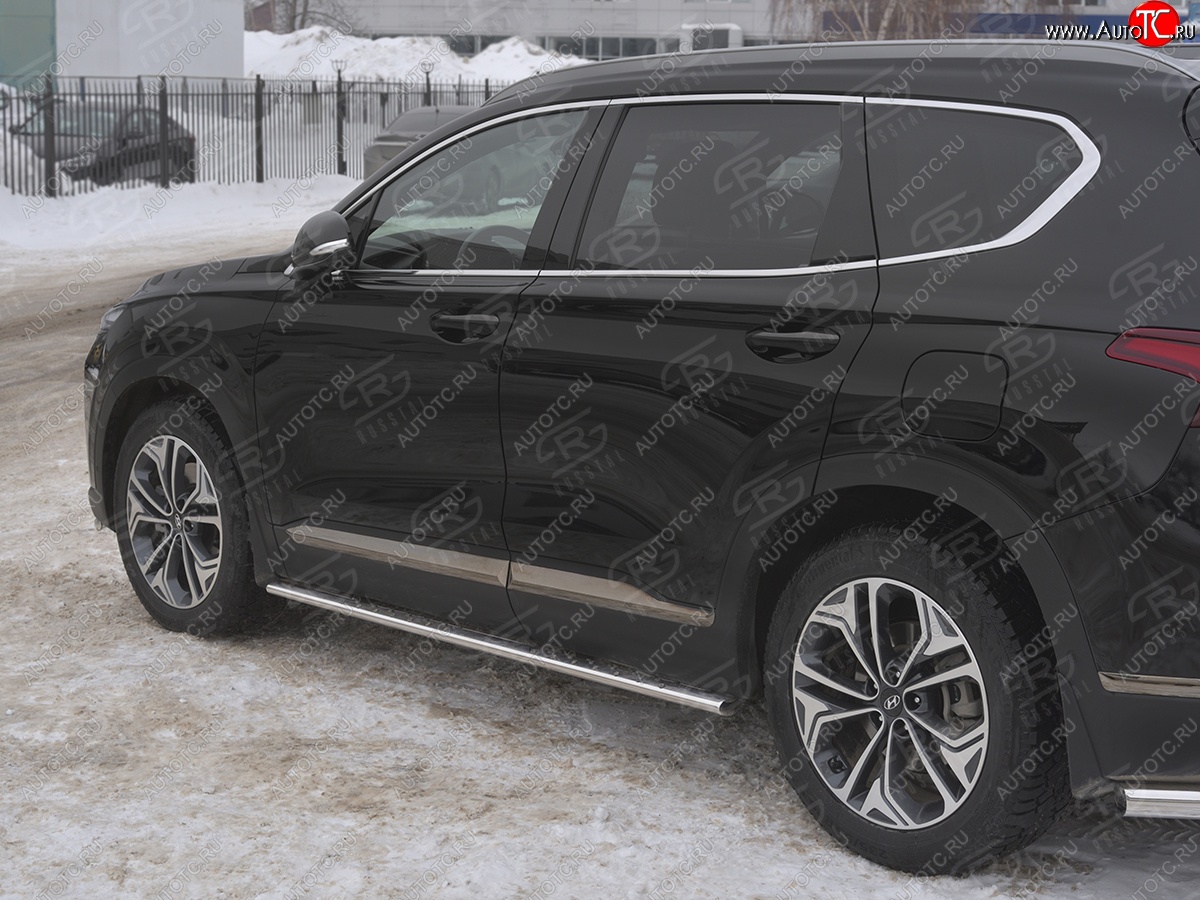 16 649 р. Пороги из труб 75х42 с проступью Russtal Hyundai Santa Fe TM рестайлинг (2020-2022)  с доставкой в г. Керчь