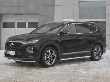 15 499 р. Защита переднего бампера (Ø42 мм, нержавейка) SLITKOFF Hyundai Santa Fe TM дорестайлинг (2018-2021)  с доставкой в г. Керчь. Увеличить фотографию 2