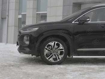15 499 р. Защита переднего бампера (Ø42 мм, нержавейка) SLITKOFF Hyundai Santa Fe TM дорестайлинг (2018-2021)  с доставкой в г. Керчь. Увеличить фотографию 3