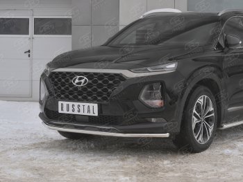 15 499 р. Защита переднего бампера (Ø42 мм, нержавейка) SLITKOFF Hyundai Santa Fe TM дорестайлинг (2018-2021)  с доставкой в г. Керчь. Увеличить фотографию 4