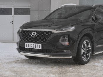 19 299 р. Защита переднего бампера из труб d42 SLITKOFF Hyundai Santa Fe TM дорестайлинг (2018-2021)  с доставкой в г. Керчь. Увеличить фотографию 3