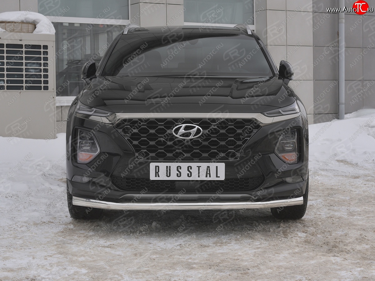 16 699 р. Защита переднего бампера (Ø63 мм, нержавейка) SLITKOFF Hyundai Santa Fe TM дорестайлинг (2018-2021)  с доставкой в г. Керчь