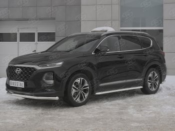 16 699 р. Защита переднего бампера (Ø63 мм, нержавейка) SLITKOFF Hyundai Santa Fe TM дорестайлинг (2018-2021)  с доставкой в г. Керчь. Увеличить фотографию 2