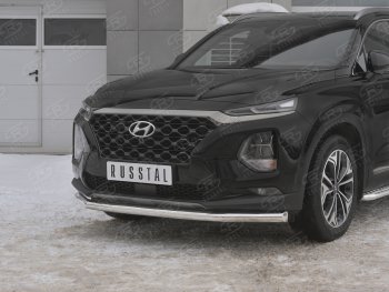 16 699 р. Защита переднего бампера (Ø63 мм, нержавейка) SLITKOFF Hyundai Santa Fe TM дорестайлинг (2018-2021)  с доставкой в г. Керчь. Увеличить фотографию 4