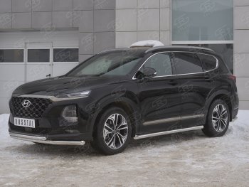 19 999 р. Защита переднего бампера (2 трубы Ø63 и 42 мм, нержавейка) SLITKOFF Hyundai Santa Fe TM дорестайлинг (2018-2021)  с доставкой в г. Керчь. Увеличить фотографию 2