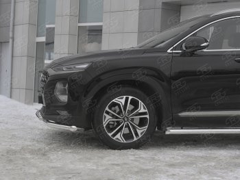 19 999 р. Защита переднего бампера (2 трубы Ø63 и 42 мм, нержавейка) SLITKOFF Hyundai Santa Fe TM дорестайлинг (2018-2021)  с доставкой в г. Керчь. Увеличить фотографию 3
