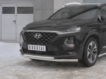 19 999 р. Защита переднего бампера (2 трубы Ø63 и 42 мм, нержавейка) SLITKOFF Hyundai Santa Fe TM дорестайлинг (2018-2021)  с доставкой в г. Керчь. Увеличить фотографию 4