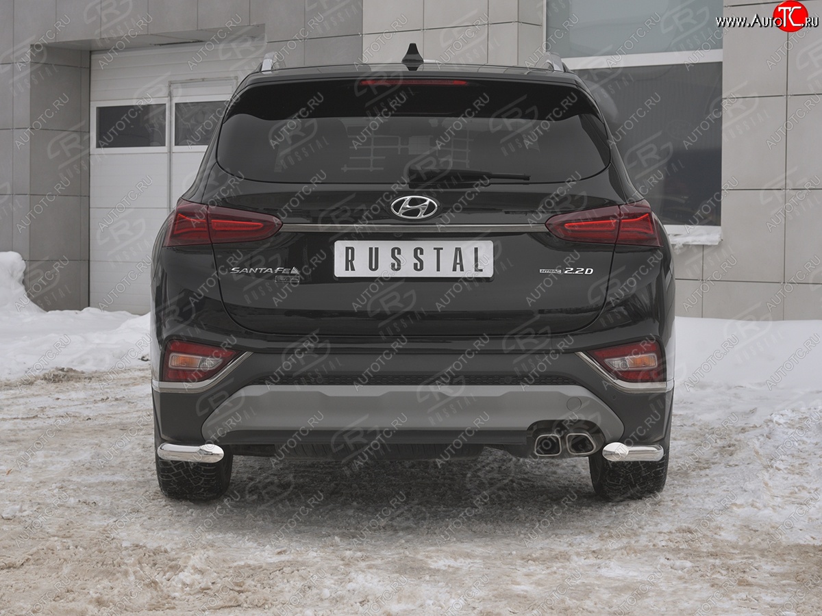 14 499 р. Защита заднего бампера (Ø63 мм уголки, нержавейка) SLITKOFF  Hyundai Santa Fe  TM (2018-2021) дорестайлинг  с доставкой в г. Керчь