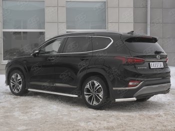 14 499 р. Защита заднего бампера (Ø63 мм уголки, нержавейка) SLITKOFF  Hyundai Santa Fe  TM (2018-2021) дорестайлинг  с доставкой в г. Керчь. Увеличить фотографию 2