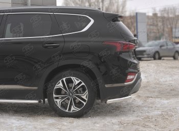14 499 р. Защита заднего бампера (Ø63 мм уголки, нержавейка) SLITKOFF  Hyundai Santa Fe  TM (2018-2021) дорестайлинг  с доставкой в г. Керчь. Увеличить фотографию 3