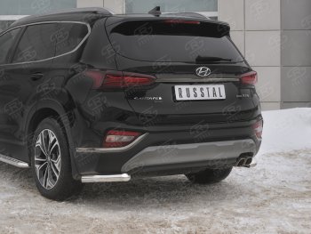14 499 р. Защита заднего бампера (Ø63 мм уголки, нержавейка) SLITKOFF  Hyundai Santa Fe  TM (2018-2021) дорестайлинг  с доставкой в г. Керчь. Увеличить фотографию 4