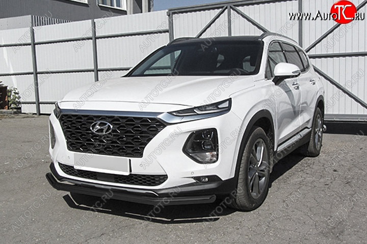 11 099 р. Защита переднего бампера Slitkoff (d57 мм)  Hyundai Santa Fe  TM (2018-2021) дорестайлинг (Сталь с полимерным покрытием. Цвет: чёрный)  с доставкой в г. Керчь