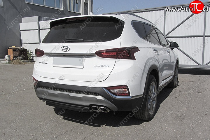 9 599 р. Защита заднего бампера Slitkoff (d57 мм)  Hyundai Santa Fe  TM (2018-2021) дорестайлинг (Сталь с полимерным покрытием. Цвет: чёрный)  с доставкой в г. Керчь