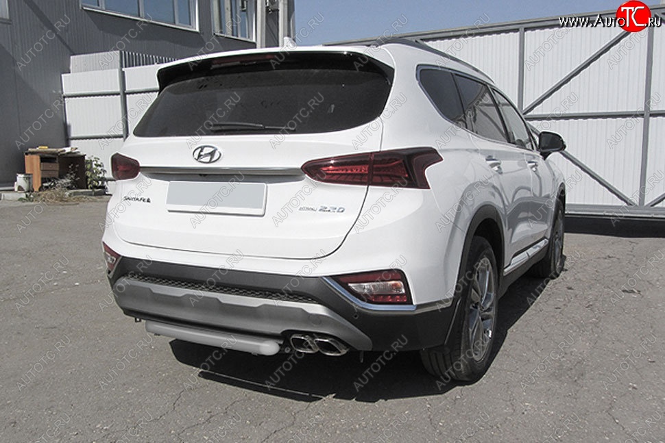 7 499 р. Защита заднего бампера Slitkoff (d57 мм)  Hyundai Santa Fe  TM (2018-2021) дорестайлинг (Сталь с полимерным покрытием. Цвет: серебристый)  с доставкой в г. Керчь