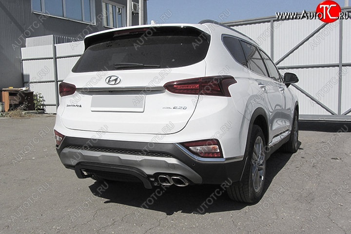 10 299 р. Защита заднего бампера Slitkoff (скоба, d57 мм)  Hyundai Santa Fe  TM (2018-2021) дорестайлинг (Сталь с полимерным покрытием. Цвет: чёрный)  с доставкой в г. Керчь