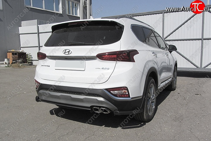 8 599 р. Защита заднего бампера Slitkoff (уголки, d57 мм)  Hyundai Santa Fe  TM (2018-2021) дорестайлинг (Сталь с полимерным покрытием. Цвет: чёрный)  с доставкой в г. Керчь