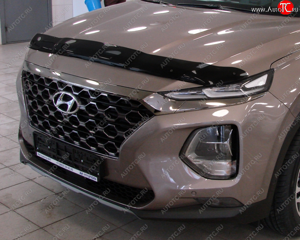 3 689 р. Дефлектор капота SIM Hyundai Santa Fe TM дорестайлинг (2018-2021)  с доставкой в г. Керчь