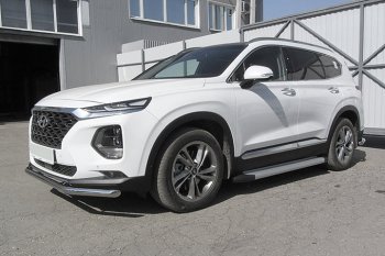 13 349 р. Пороги алюминиевые Slitkoff  Hyundai Santa Fe  TM (2018-2021) дорестайлинг (Optima Silver)  с доставкой в г. Керчь. Увеличить фотографию 2