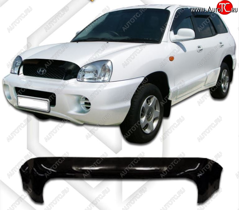 1 899 р. Дефлектор капота CA-Plastic  Hyundai Santa Fe  SM (2000-2012) (Classic черный, Без надписи)  с доставкой в г. Керчь