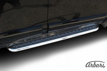 Защита штатных порогов Arbori нержавеющая сталь 57мм с листом Hyundai Santa Fe SM (2000-2012)