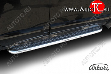 22 649 р. Защита штатных порогов Arbori нержавеющая сталь 57мм с листом Hyundai Santa Fe SM (2000-2012)  с доставкой в г. Керчь