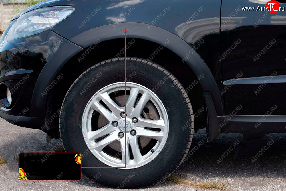 2 529 р. Расширитель арки RA (15 мм, передний левый)  Hyundai Santa Fe  CM (2006-2009) дорестайлинг (Поверхность глянец под покраску, Неокрашенный)  с доставкой в г. Керчь