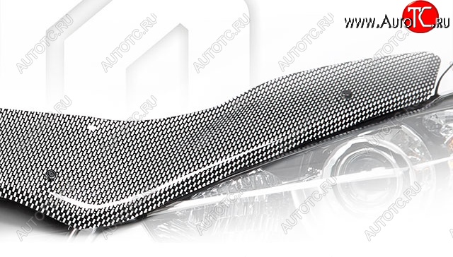 2 599 р. Дефлектора капота CA-Plastiс  Hyundai Santa Fe  CM (2009-2012) рестайлинг (Шелкография карбон-серебро)  с доставкой в г. Керчь